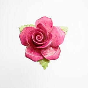 Vintage Adderley Floral Bone China Red Rose Brooch Pin Made in England Ceramic